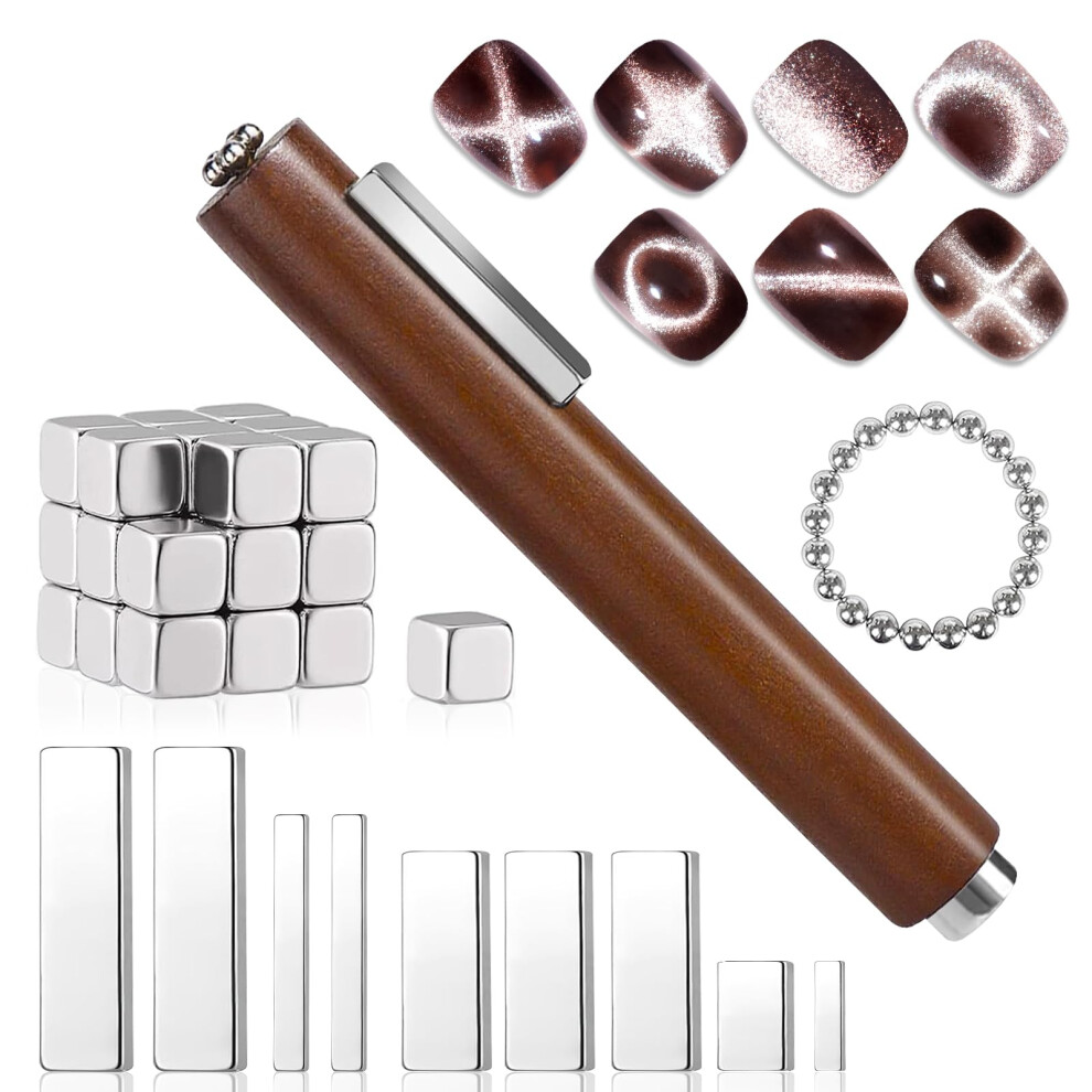 57PCS Cat Eye Nail Magnet Set with 3in1 Magnet Pen, Multiple Shapes for Fast Salon Nail Art