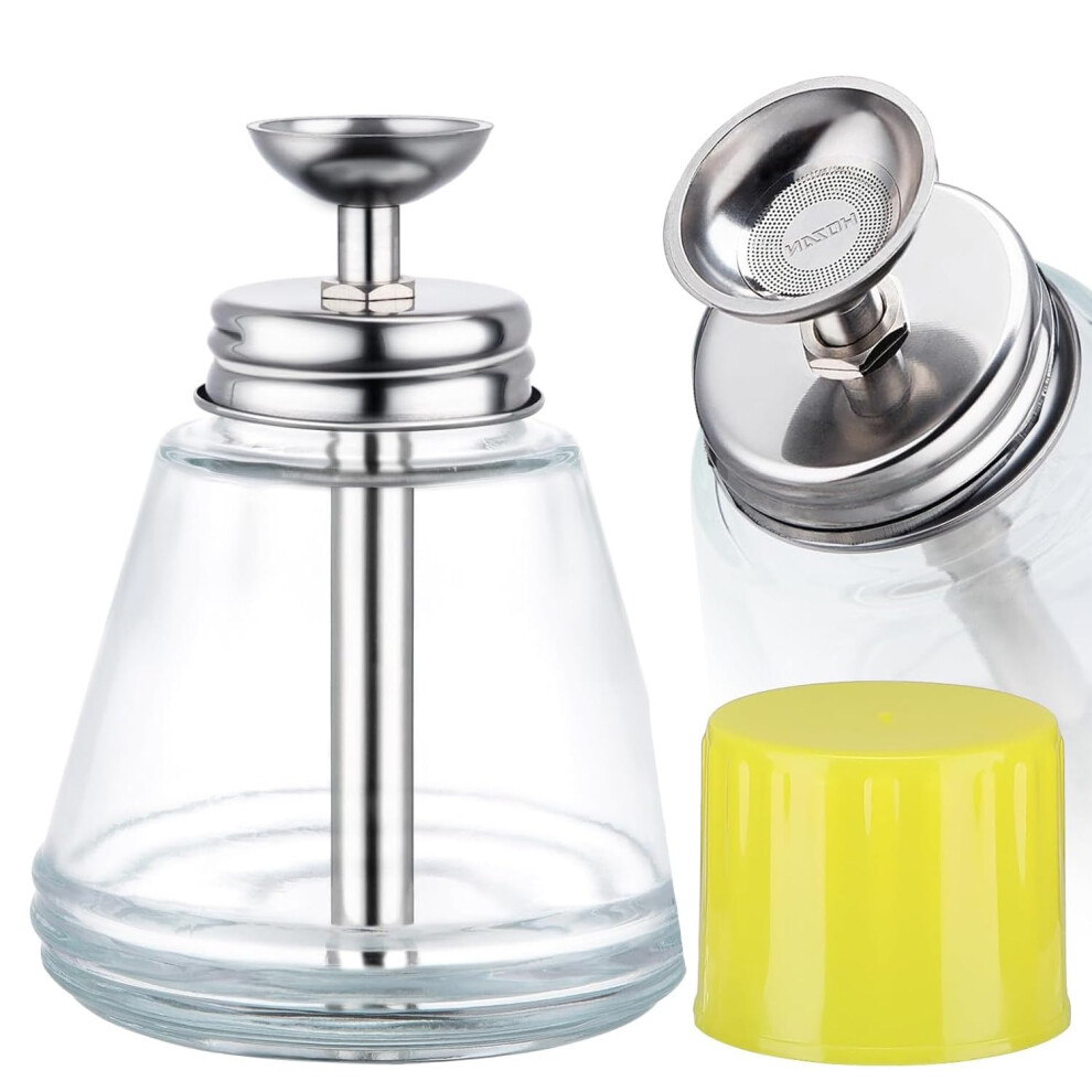 150ml Glass Pump Dispenser Bottle with Cap, LeakProof OneHand Use for Alcohol and Makeup