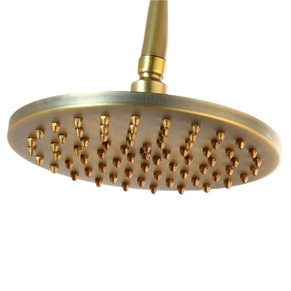 Antique Brass Handheld Rainfall Shower Head 8 Inch Round Solid Brass With Durable Spray Coverage 9455672021265