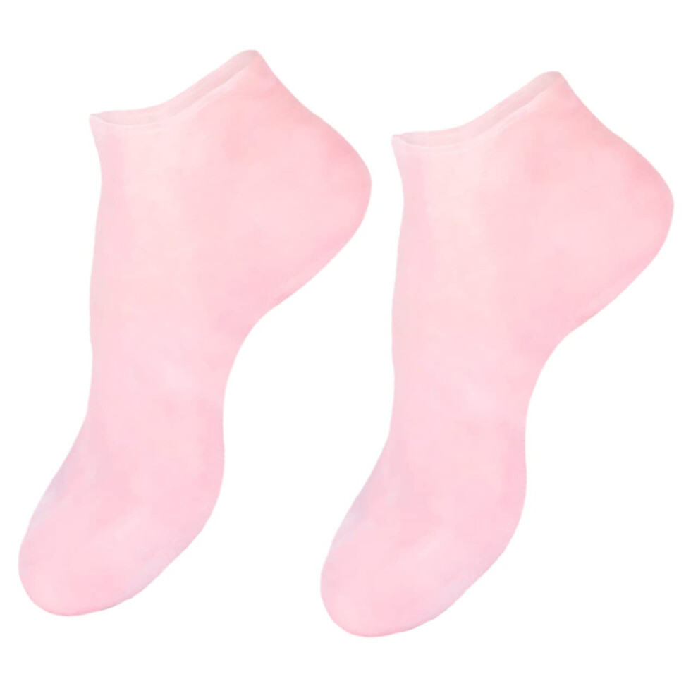 Pink Moisturizing Socks With Sebs Gel For Dry Cracked Heels, Antislip Heel Socks For Women
