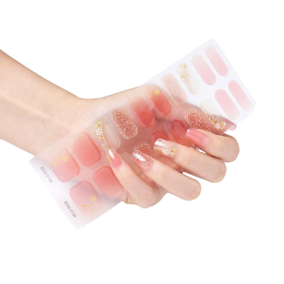Semi Cured Gel Nail Strips Set with File and Prep Pad, LongLasting UV LED Gel Nail Stickers
