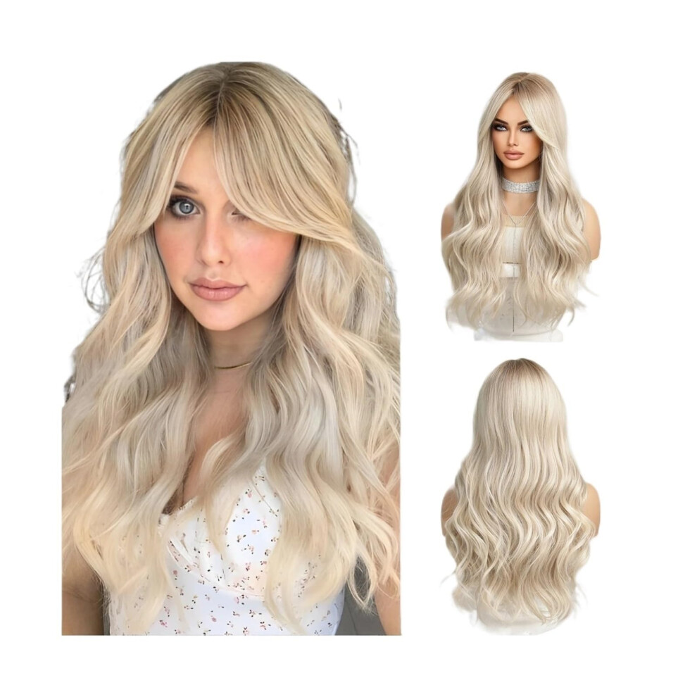 Long Purple Wavy Synthetic Wig for Women with Handtied Natural Hairline and Heat Resistant Fibers