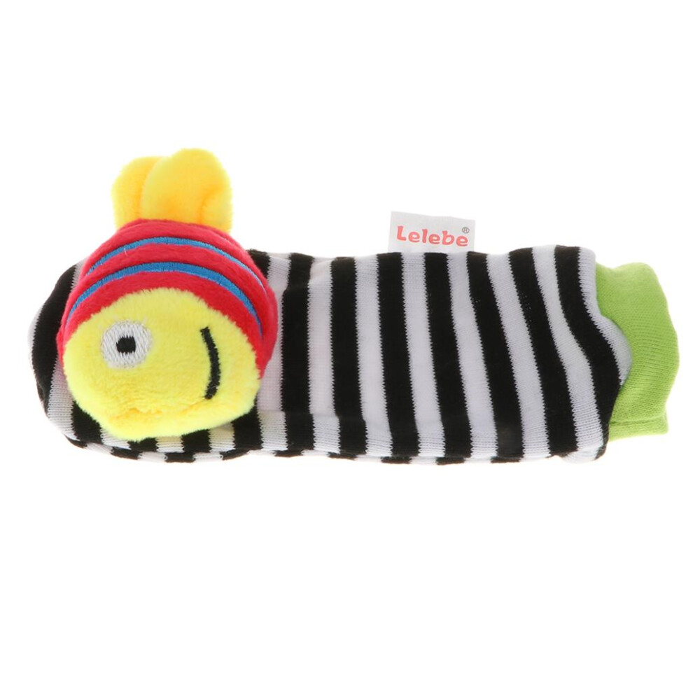 Baby Socks Rattle Sounds Rattling Sensory Toy Infant Toddler Fish Red