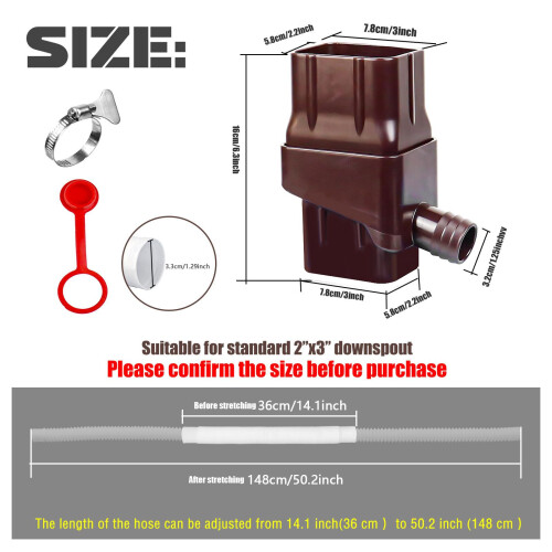 Rainwater Collection System for Downspouts with Hose Rain Diverter Con 1