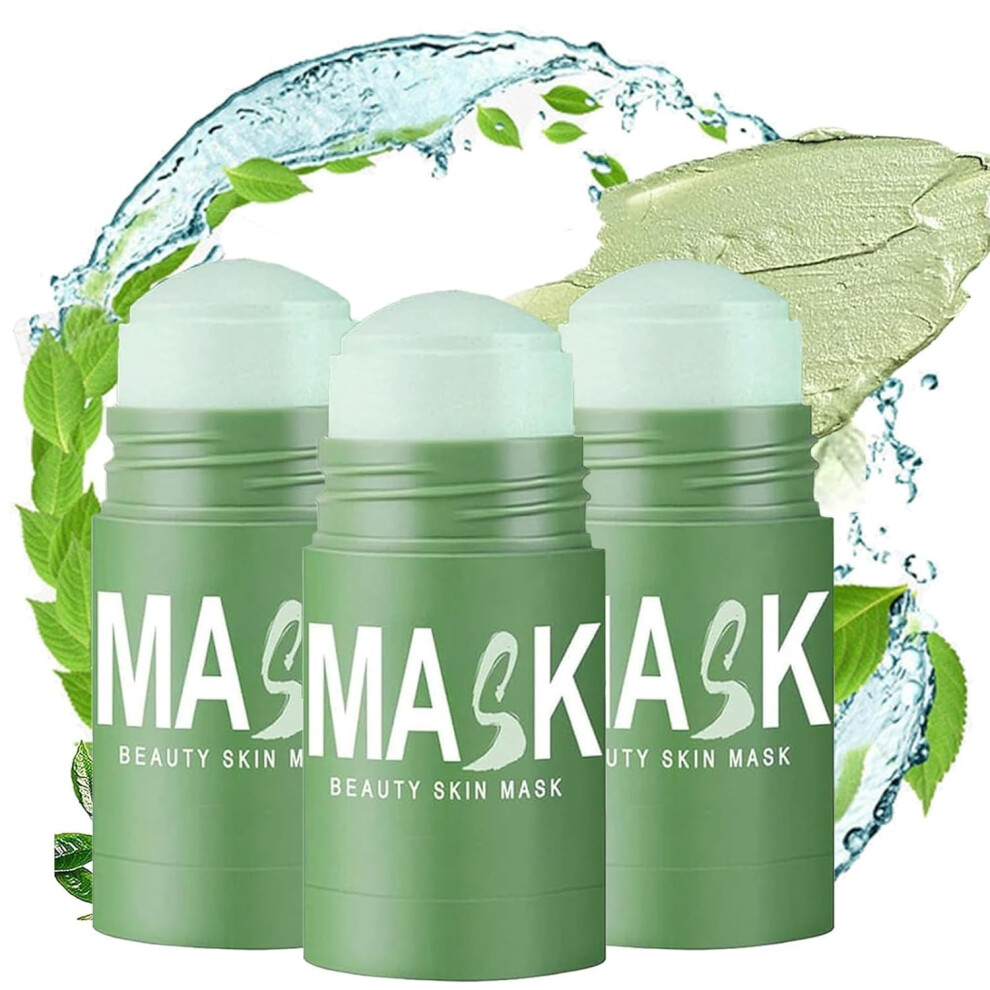 Green Tea Mask Stick 3Pcs Deep Pore Cleansing Blackhead Removal Hydrating Clay Face Mask