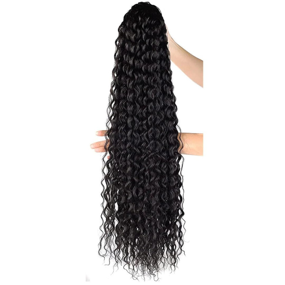 Unisex 32 Inch Long Curly Ponytail Wig Synthetic Hair Extension Natural Look Soft Tangle Resistant Clipin