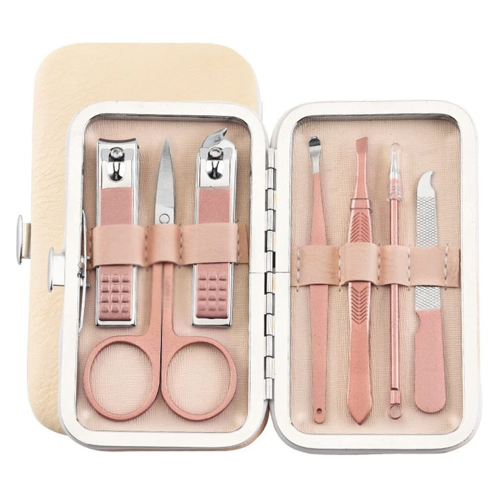 7 Piece Stainless Steel Nail Clippers Set Manicure Pedicure Kit with Travel Storage Box
