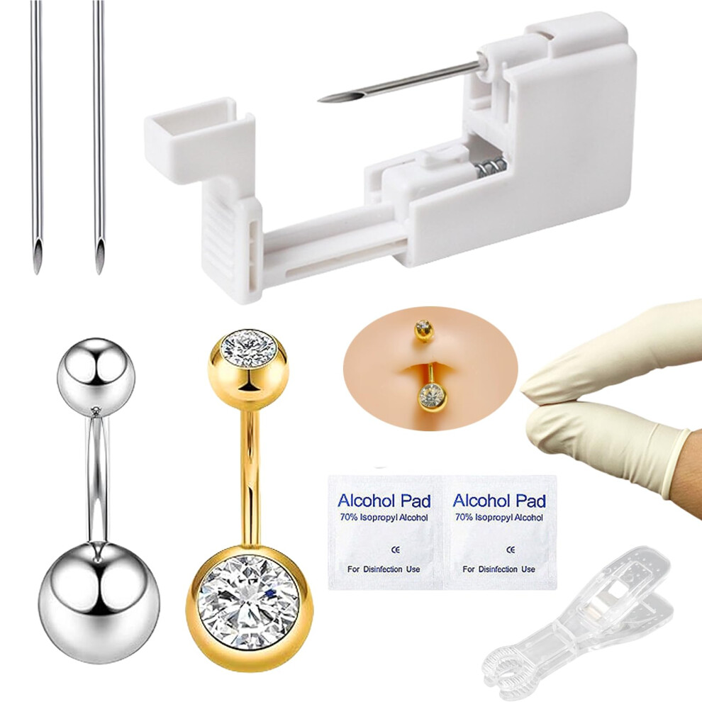 Body Piercing Kit with Jewelry, 13G 14 Piercing Needles for Ear Nose Belly Button Lip Eyebrow