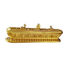 Metal Incense Joss Stick Cones Holder Tower Box Insense Burner Golden