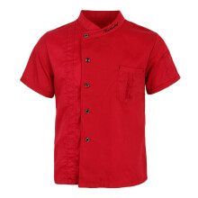 Unisex Chef Jackets Coat Short Sleeves Shirt Kitchen Uniforms M Red