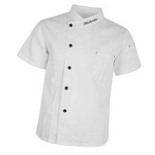Unisex Chef Jackets Coat Short Sleeves Shirt Kitchen Uniforms L White