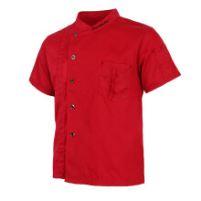 Unisex Chef Jackets Coat Short Sleeves Shirt Kitchen Uniforms L Red