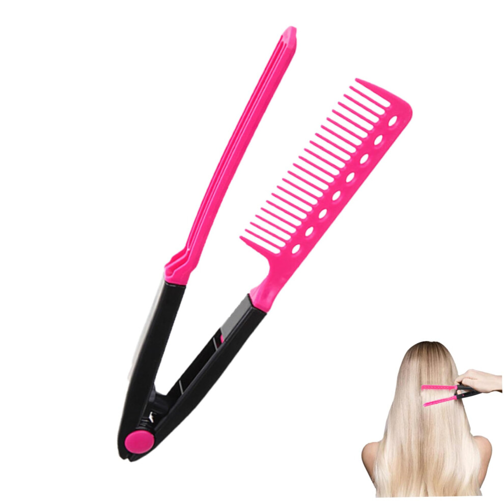 Unisex Hair Straightening Comb With Foldable Vshape Design For Fast Detangling And Gentle Styling