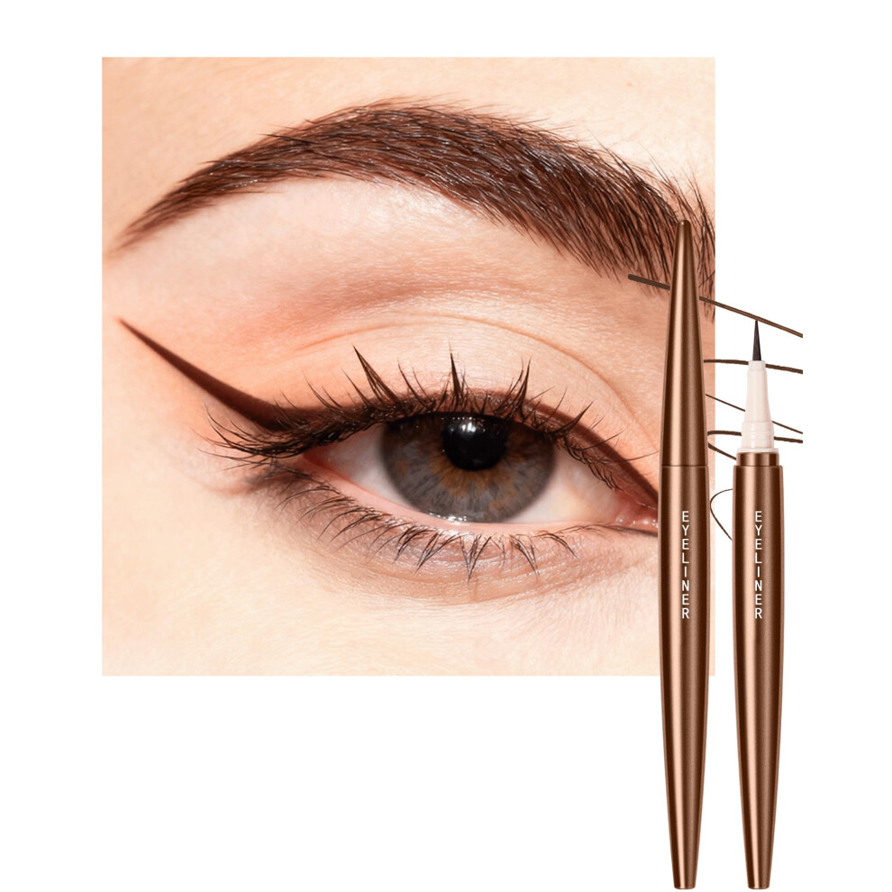 Brown Waterproof Matte Liquid Eyeliner Pen Quickdry Pigment Fine Tip Long Lasting Wear