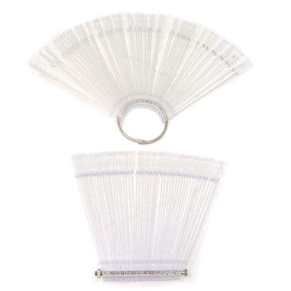 100pcs Transparent Nail Art Display Sticks with Ring, FanShaped Nail Polish Swatch for Salon