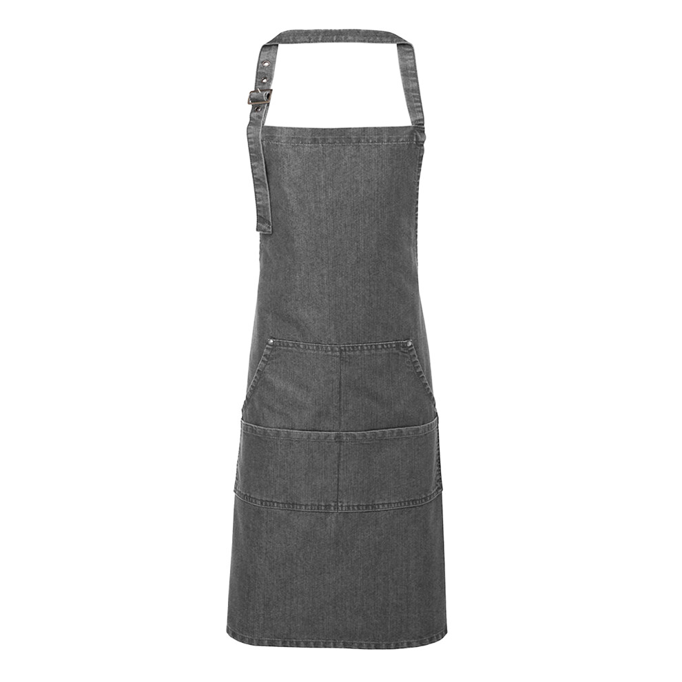 Premier Unisex Adult Colours Pocket Full Apron - Grey Denim - Image 2