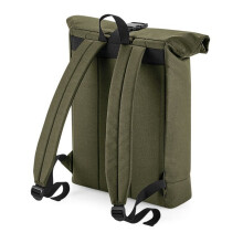 (One Size, Military Green) Bagbase Roll Top Recycled Backpack