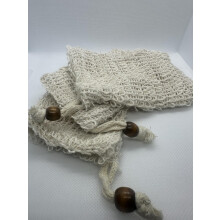 Soap Saver Bag Natural Cotton Mesh with Wooden Bead, Gentle Exfoliating and QuickDrying Pouch