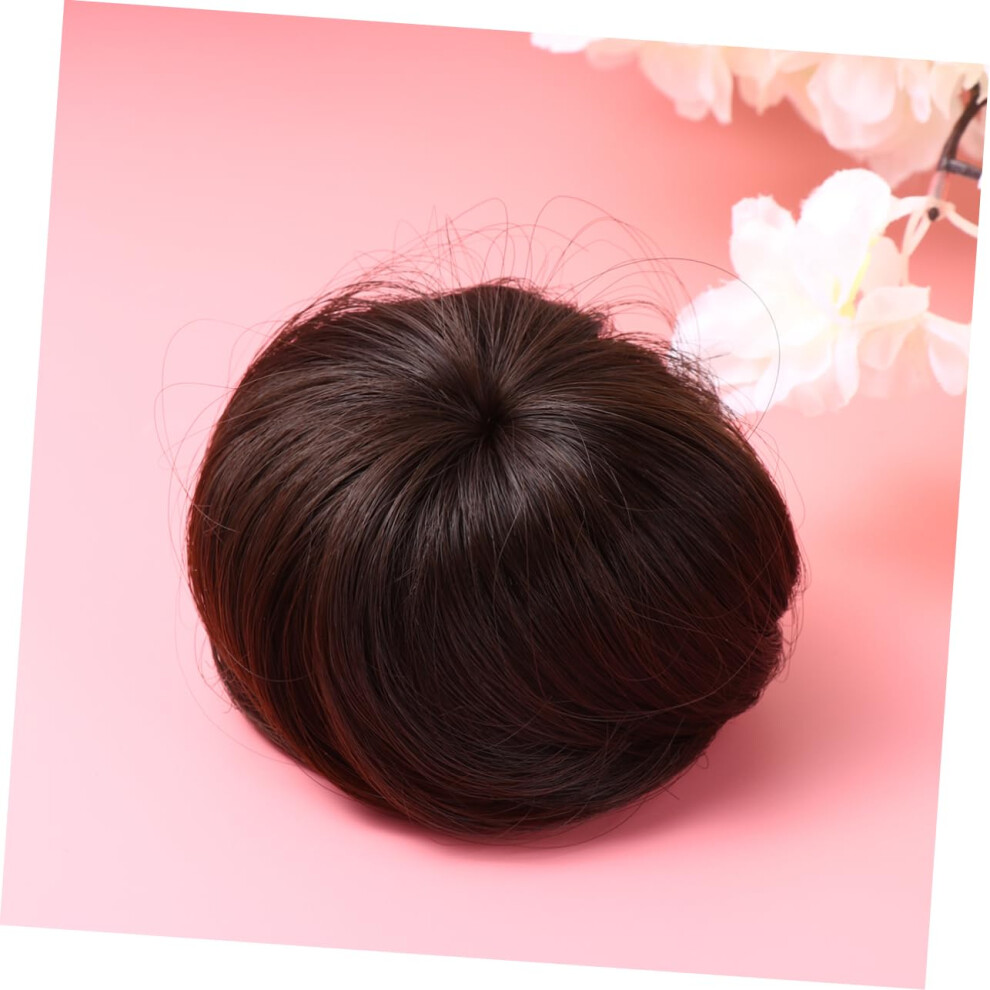 Unisex Brown Hair Bun Extension Chignon Hairpiece Dark Clipon Heatresistant Fiber For Instant Volume