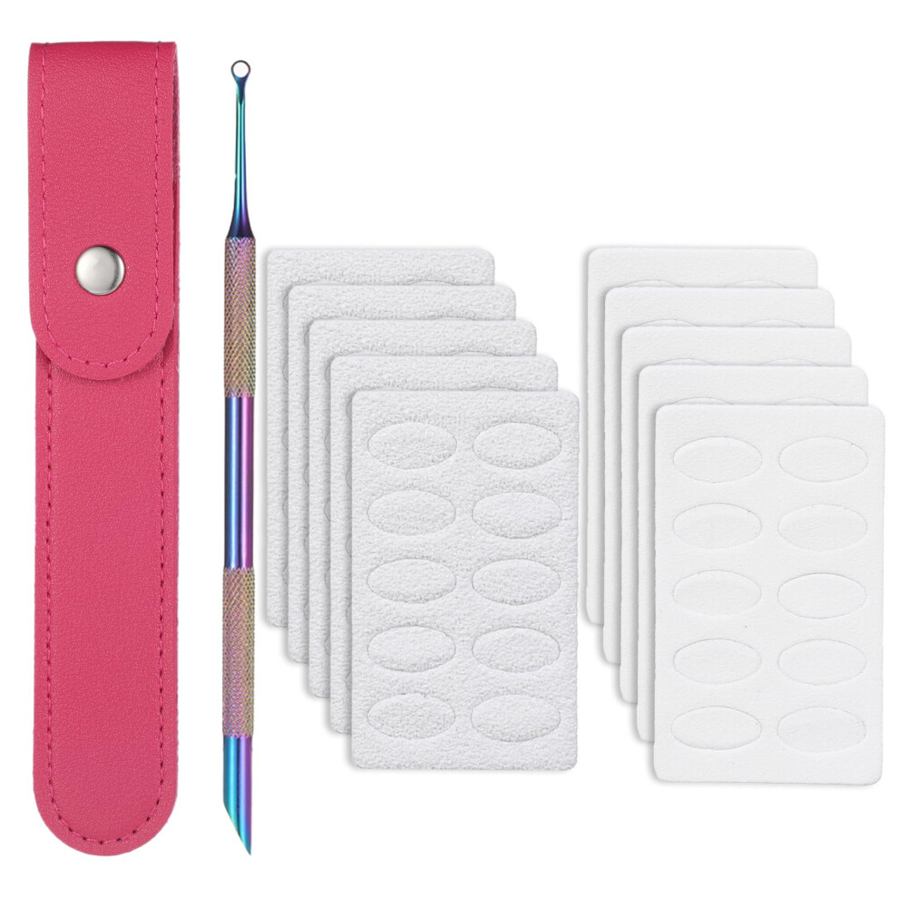 Professional Stainless Steel Cuticle Pusher and Remover Kit, DualEnded Nail Care Tool with Grit Files for Manicure Pedicure