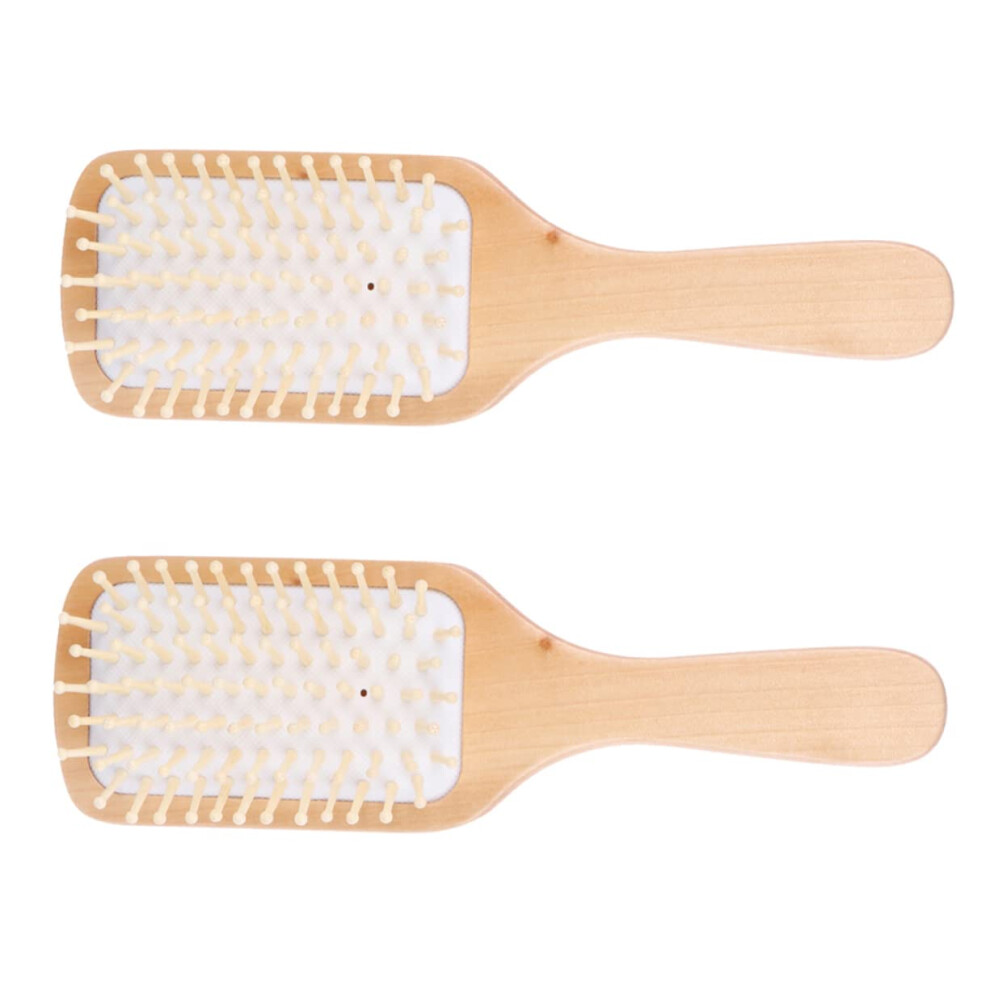 2pcs Wooden Hair Brush and Comb Set Gentle Scalp Massage Smooth Detangling TravelFriendly