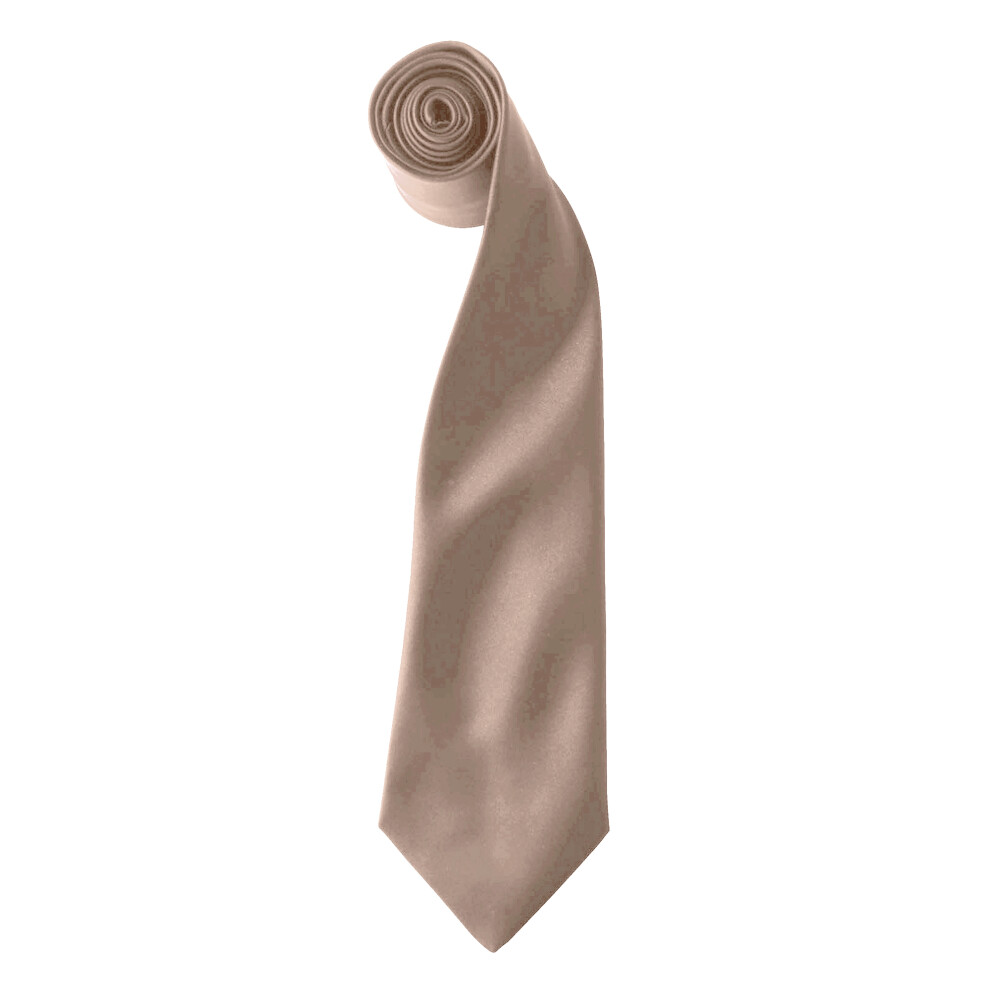 Premier (One Size, Khaki) Colours Mens Satin Clip Tie (Pack Of 2)