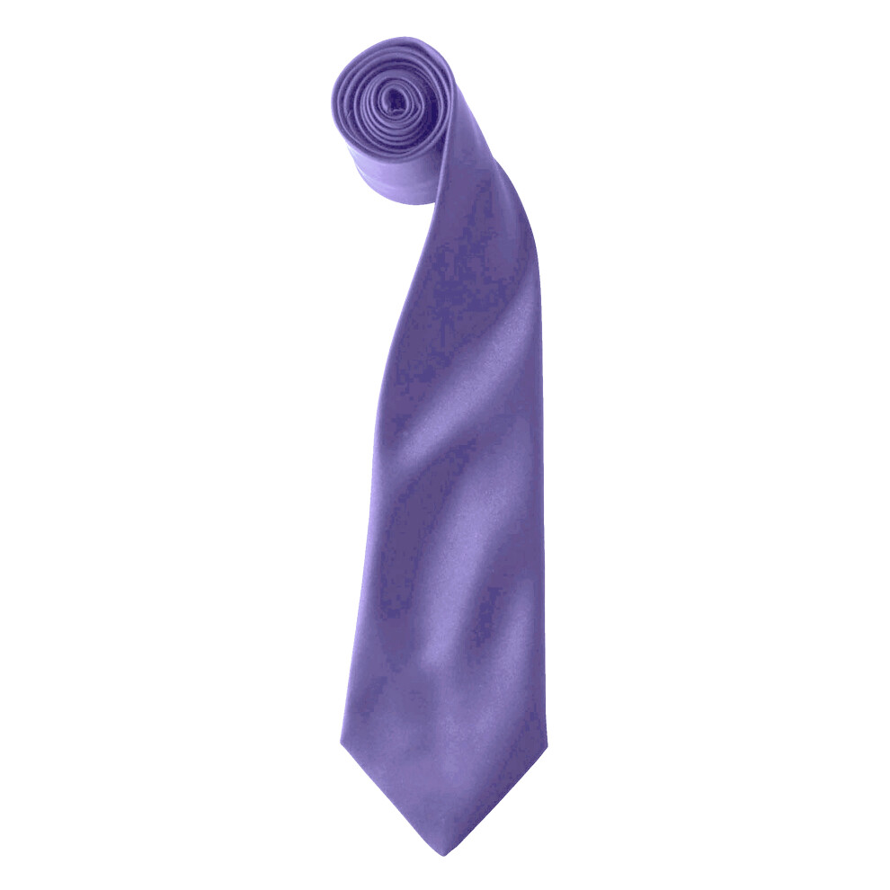 Premier (One Size, Purple) Colours Mens Satin Clip Tie (Pack Of 2)
