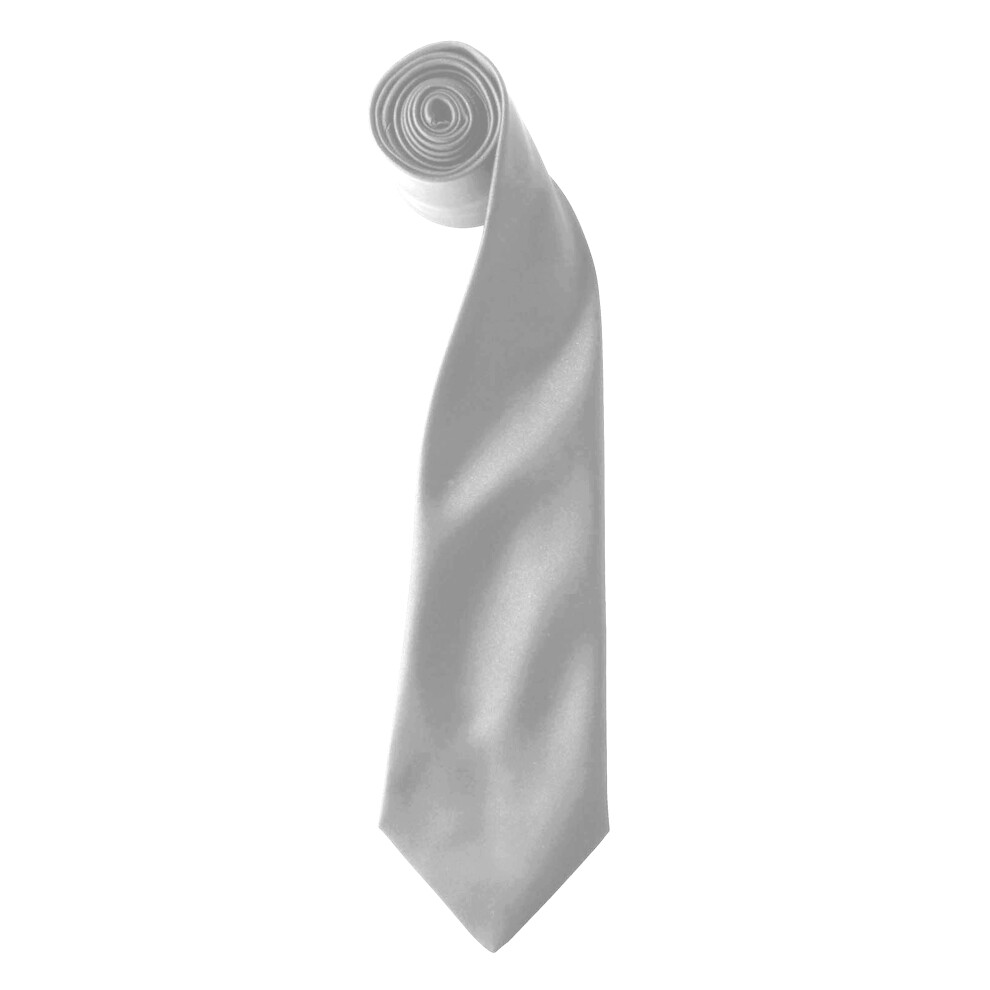 Premier (One Size, Silver Grey) Colours Mens Satin Clip Tie (Pack Of 2)