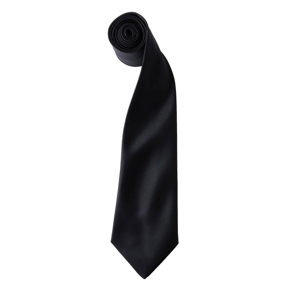 Premier (One Size, Black) Colours Mens Satin Clip Tie (Pack Of 2)