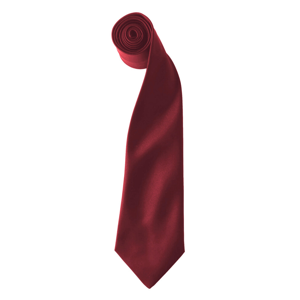 Premier (One Size, Burgundy) Colours Mens Satin Clip Tie (Pack Of 2)