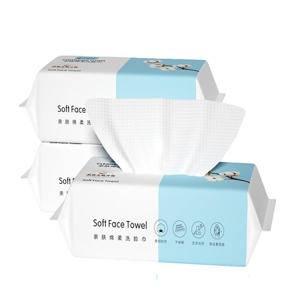 White Facial Cotton Wipes 3Pack 210 Count Ultra Soft Lint Biodegradable For Sensitive Skin