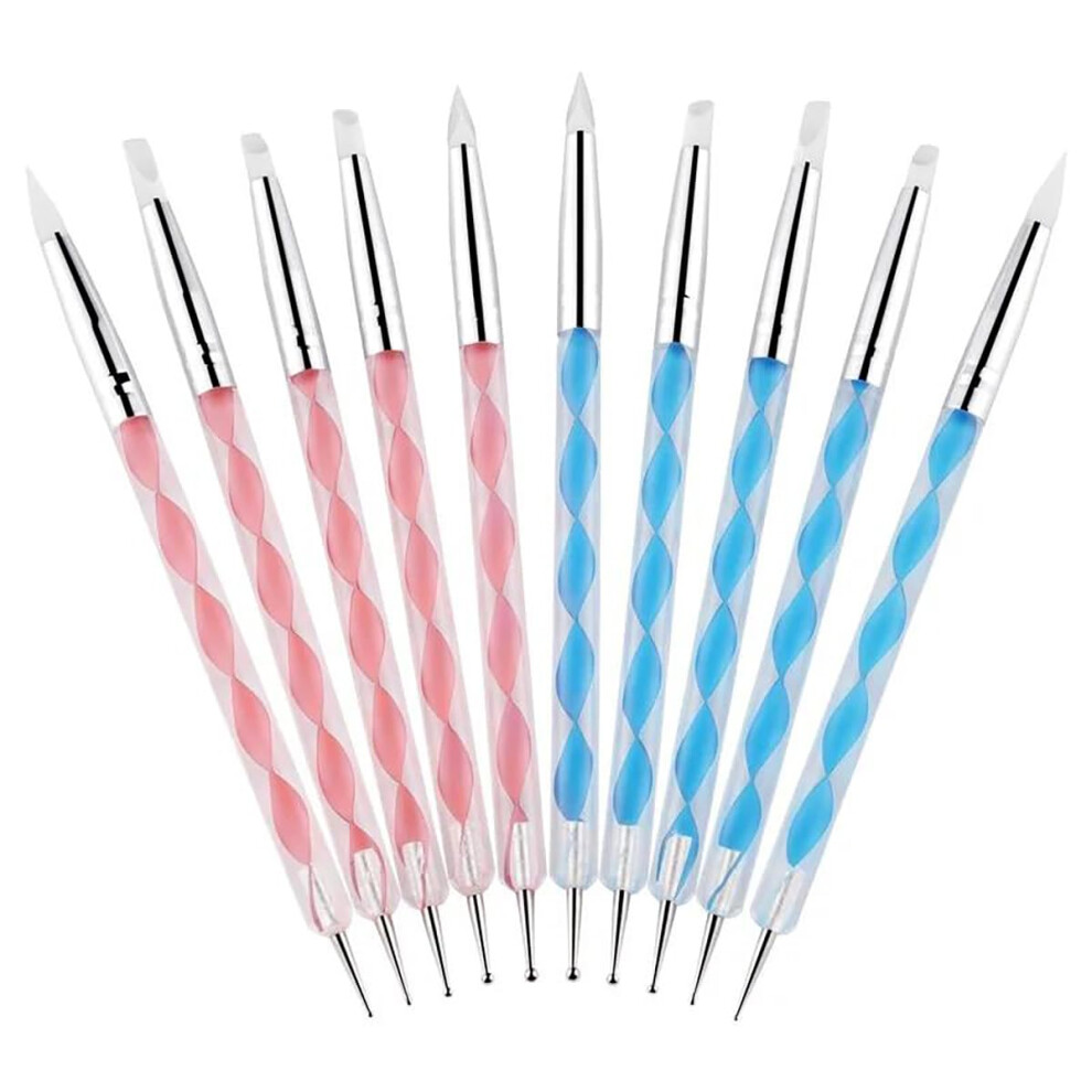 10 PCS DualEnded Nail Art Dotting Tools Silicone Sculpting Pens for 3D Manicure Decoration