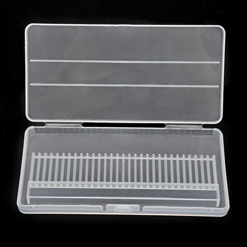 Nail Drill Bits Organizer with 30 Holes Clear Dustproof Storage Box for Home and Salon Use