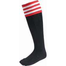 (3 UK-6 UK, Black/Red) Euro Childrens/Kids Stripe Detail Football Socks
