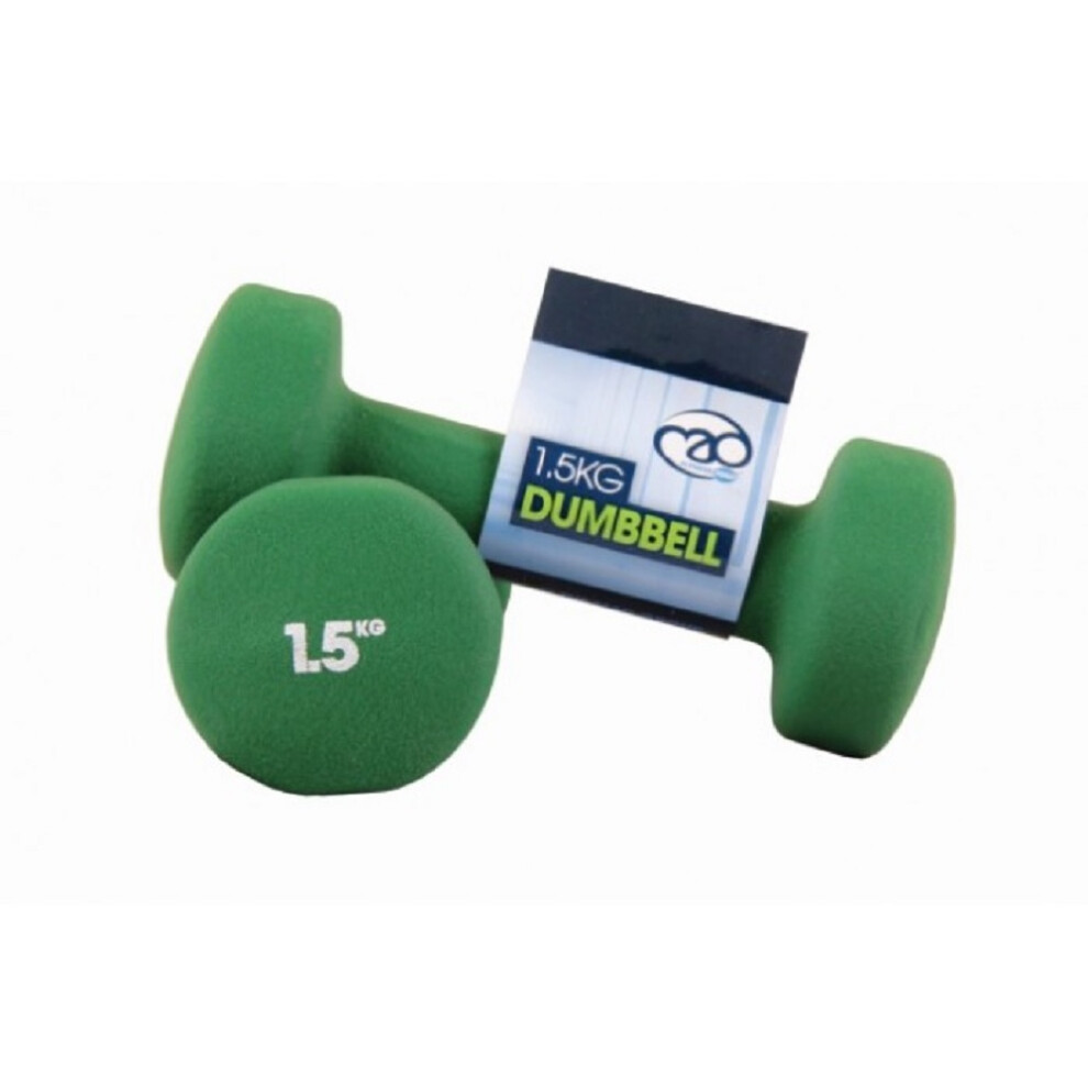 Fitness Mad (1.5Kg, ) Neoprene Dumbell Set (Pack Of 2) Green
