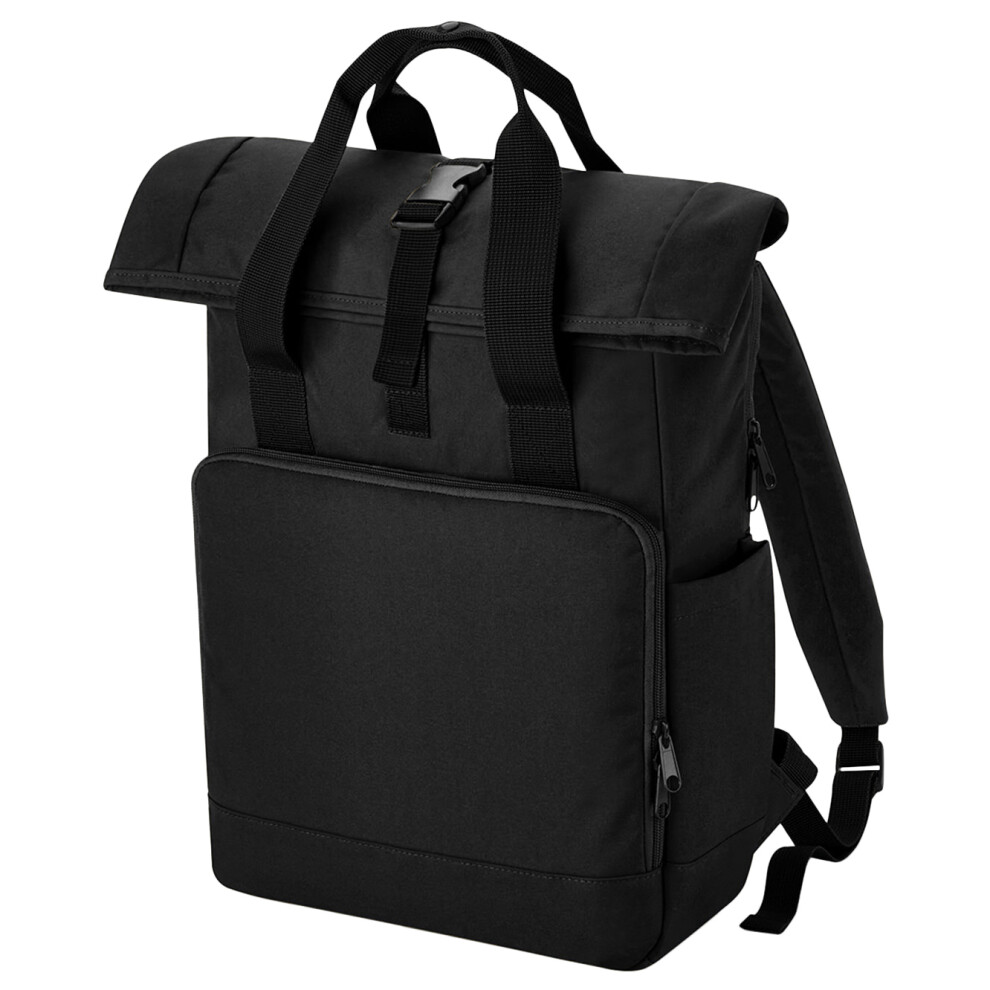 Bagbase (One Size, ) Unisex Adult Roll Top Recycled Twin Handle Backpack Black