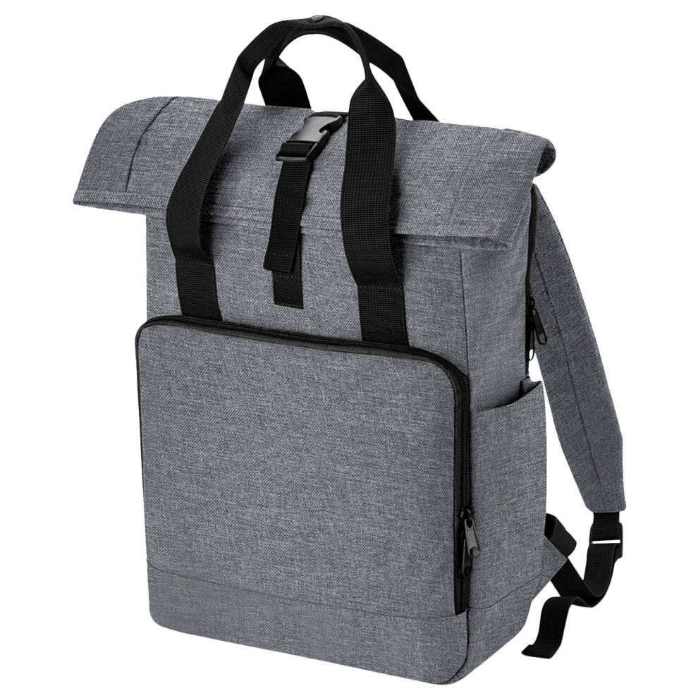 Bagbase (One Size, Marl) Unisex Adult Roll Top Recycled Twin Handle Backpack Grey