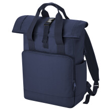 (One Size, Navy Dusk) Bagbase Unisex Adult Roll Top Recycled Twin Handle Backpack