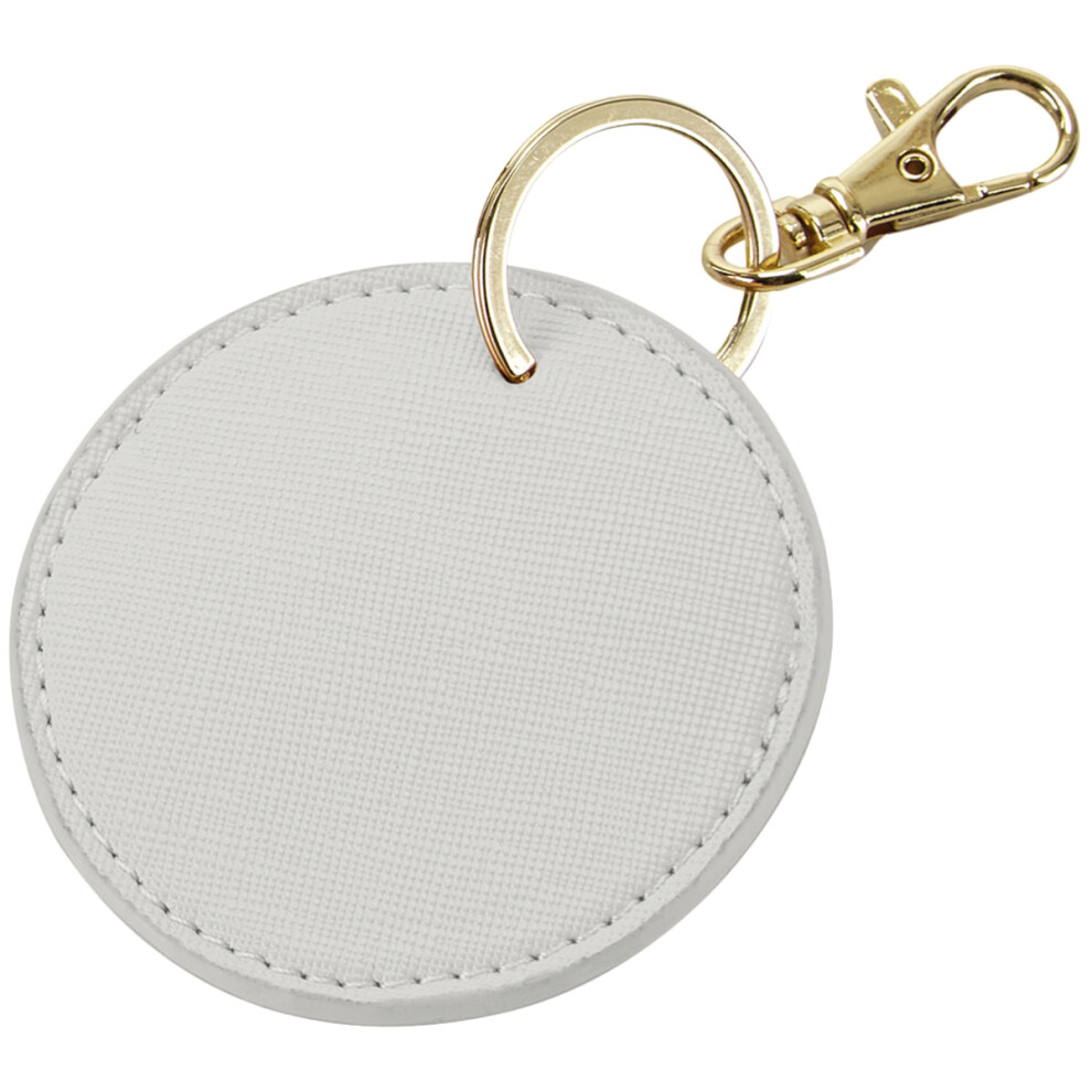 Bagbase (One Size, Soft ) Boutique Circular Leather-Look Pu Keyclip Grey