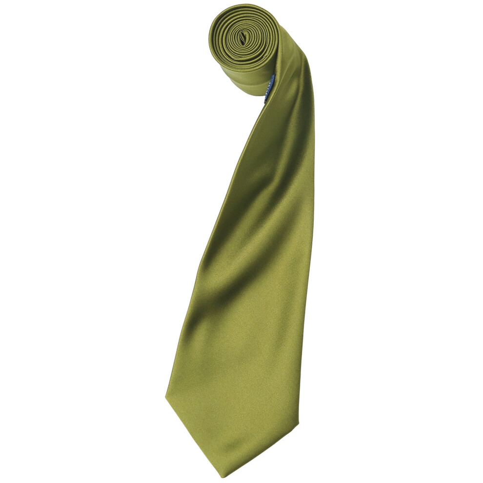 Premier (One Size, Khaki) Mens Plain Satin Tie (Narrow Blade) (Pack Of 2)