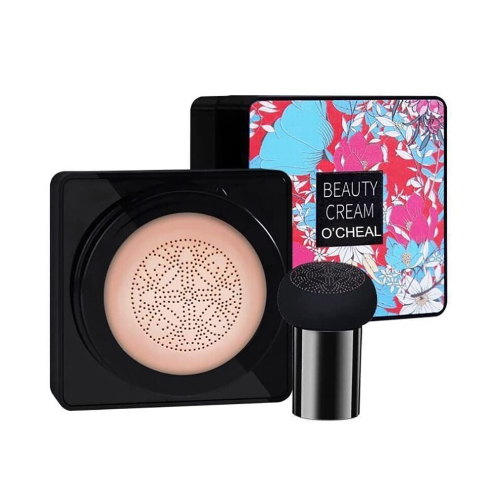 Cream Mushroom Head Air Cushion Foundation Cc With Soft Sponge, Flawless Longlasting Hydration