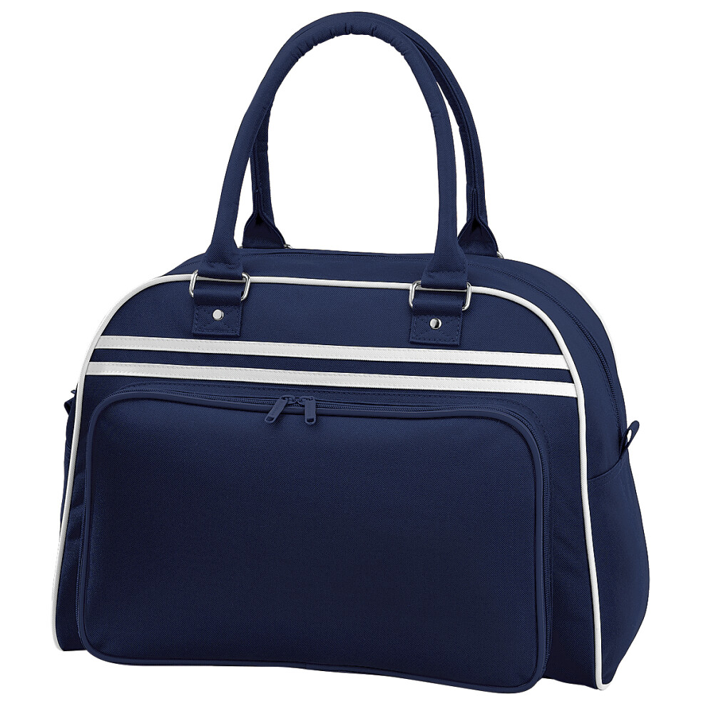 Bagbase (One Size, French Navy/White) Retro Bowling Bag (23 Litres) (Pack Of 2) White
