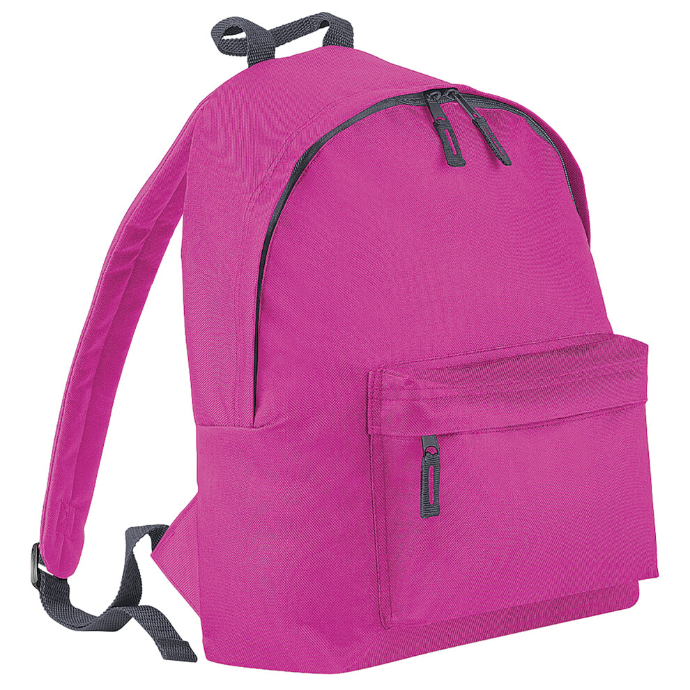 (One Size, Fuchsia/Graphite) Bagbase Fashion Backpack / Rucksack (18 Litres) (Pack Of 2)