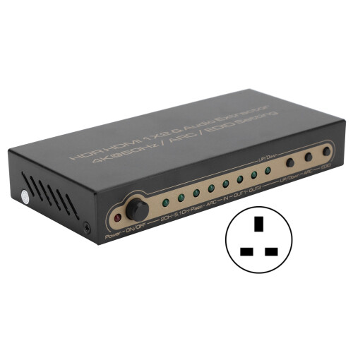 HDMI Splitter 3D Compatibility HDR Support, HDMI Audio Extractor Wide Compatible with Remote Control Auto Switching, 4K High Video Resolution Adapter