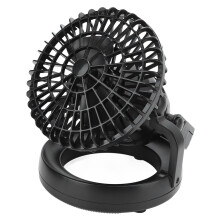 Akkubetriebener Ventilator mit LED-Laterne, tragbarer Campingventilator, wiederaufladbar, flüsterleiser Betrieb, Aufhängehaken, leicht,