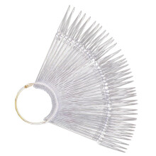 100 Pcs Nail Art Display Sticks Transparent Swatch Fan Set with Reusable Clear Tips and Ring