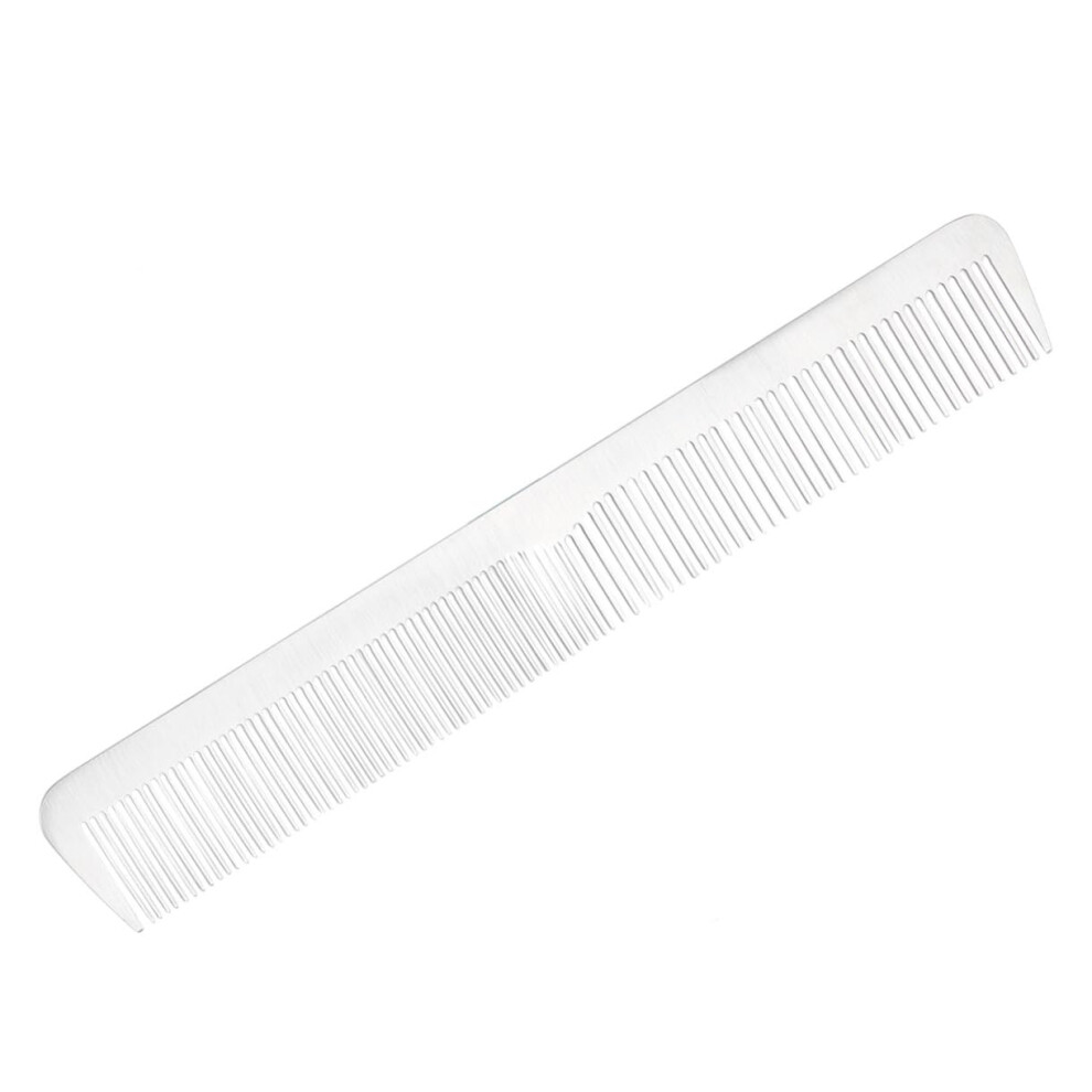 Unisex Silver Titanium Steel Barber Comb For Hairdressing, Fine Tooth Antistatic Salon Styling Tool, Durable Design