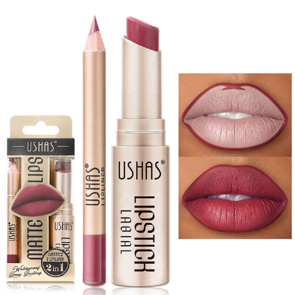 Matte Lipstick Set with Waterproof Retractable Lip Liner, 12 LongLasting SmudgeProof Colors