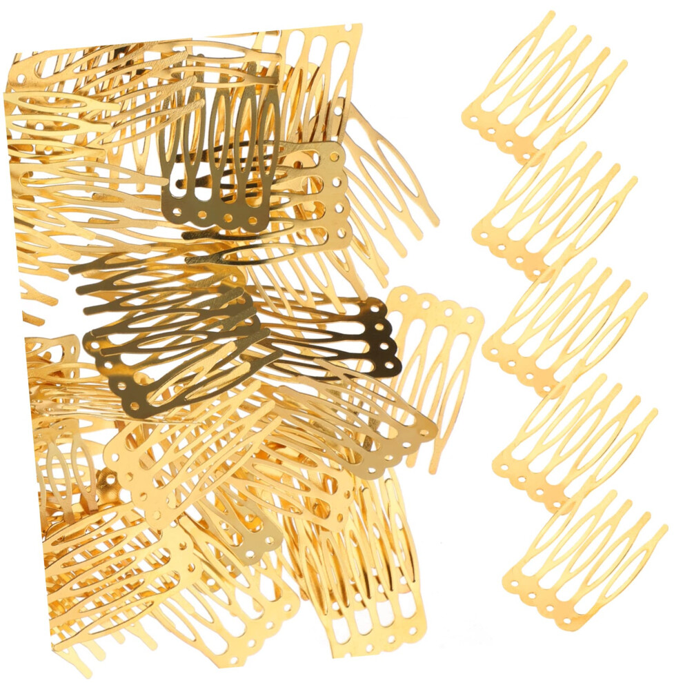 Unisex Golden 50Pcs Five Teeth Hair Combs Â Secure Hold Bridal Accessories For Diy Wedding Hairstyles
