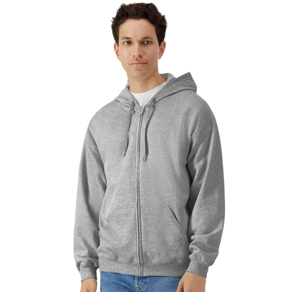 Gildan (Xl, Sports Grey) Mens Midweight Soft Touch Full Zip Hoodie